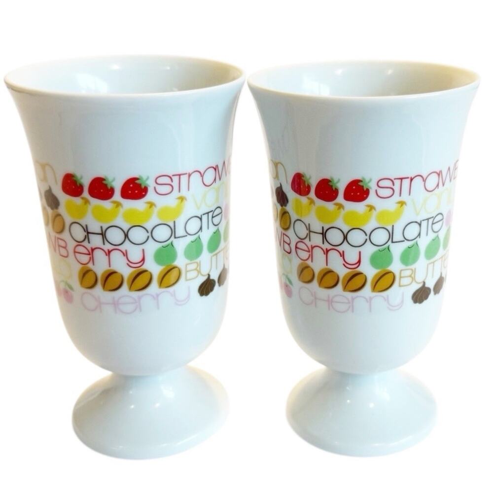 Vtg The Toscany Collection Japan Set of 2 Porcelain Footed Ice Cream Sundae Cups